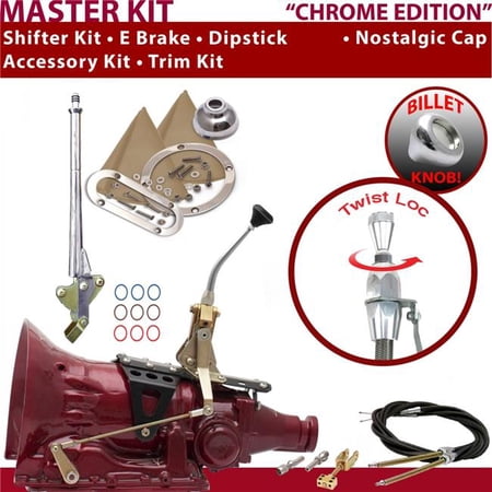American Shifter C6 Shifter Kit Chrome 8 in. E Brake Cable Trim Kit Dipstick for ED14B
