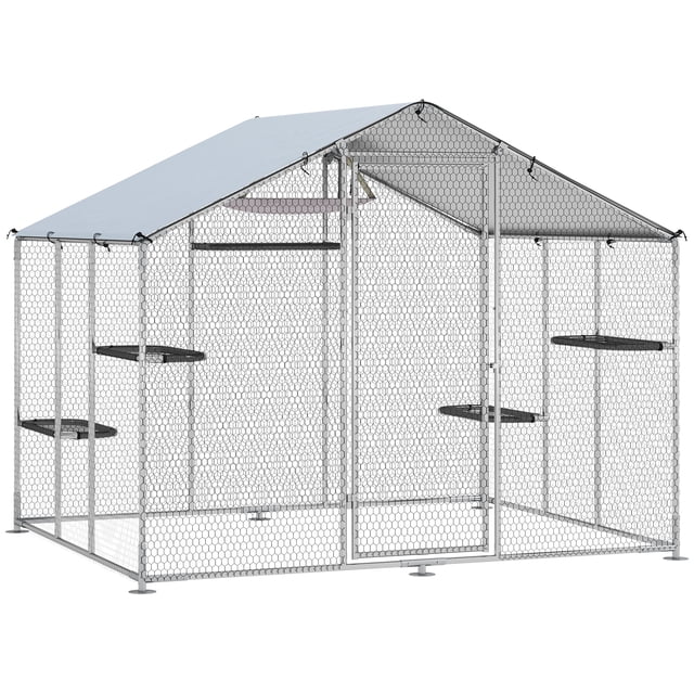 PawHut Walk-in Catio Outdoor Cat Enclosure with Waterproof Cover 94.5" W