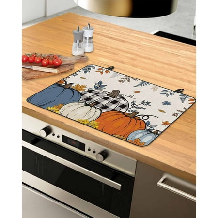 

Blue Fall Stove Top Covers for Electric Stove Heat Insulation Fireproof Glass Cooktop Cover Counter Top Glass Stove Cover for Prevent Scratches 24 x21 Thanksgiving Pumpkins Botanical Rustic