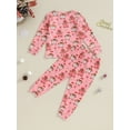 thumbnail image 4 of Arvbitana 3T 4T 5T 6T 7T Little Girls Christmas 2Pcs Outfits Gingerbread Man/Elk Print Long Sleeve Sweatshirt + Elastic Pants Sets Toddler Kids Casual Daily Clothes, 4 of 9