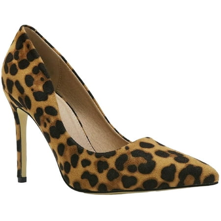 - Kali-01 Women Pointed Pointy Toe Stiletto High Heel Slip On Suede Pumps Leopard