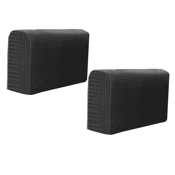 Squalise 2pcs Universal Elastic Sofa Armrest Covers Couch Armchair Slipcover Furniture Protector Cloth for Recliner Black
