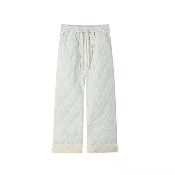 HOOMEUMY Men's Winter Fleece Pants Elastic Waist Thickened Casual Drawstring Baggy Wide Leg Snowboard Pants (Gray,XL)