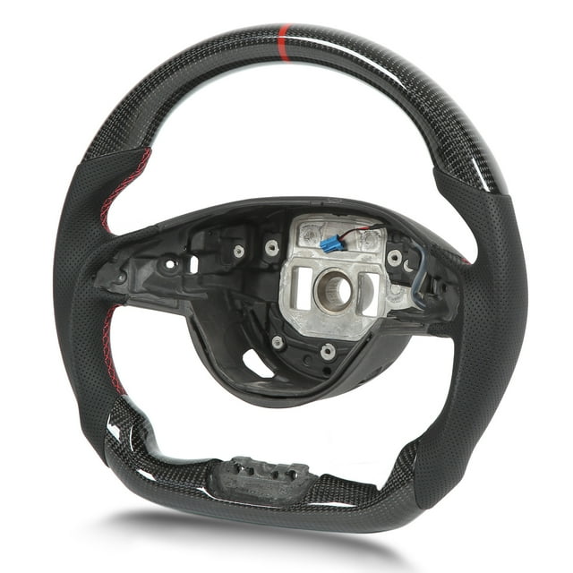 Flat Bottom Steering Wheel, Red 12 O-Clock Ring Better Grip Carbon Fiber Steering Wheel For Car Modification Replacement For E63 E63S W213