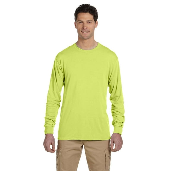 Jerzees Men's 5.3 oz. 100% Polyester Sport with Moisture-Wicking Long-Sleeve T-Shirt Safety Green Size 7