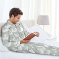 thumbnail image 6 of Gaeub White Birds Print Mens Pajama Set, Long Sleeve Pajamas for men,Lightweight Button Up Sleepwear,Lounge Pjs Set with Pockets-Large, 6 of 7