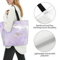 thumbnail image 4 of Bingfone Canvas Tote Bag for Women with Inner Pocket Aesthetic Cute Shopping Tote Bags Reusable Grocery Bags-Lavender Glitter Foil Stripes, 4 of 9