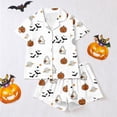 thumbnail image 2 of Halloween Pajamas Women,Fall Cute Pumpkin Ghost Print Pjs Short Sleeve Button Shirts and Shorts Pajamas Sets White XL, 2 of 9