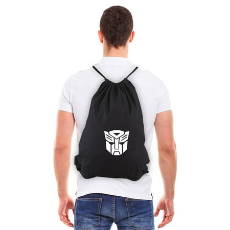 Autobot Transformers Logo Eco-friendly Reusable Draw String Bag in Black &