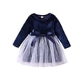 thumbnail image 1 of xiaxaixu Robe pour Filles Enfants Velours Paillettes Étoiles Superposées Maille Tulle Nœud Col Ras du Cou Manches Longues Robe Automne Robe Princesse, 1 of 8