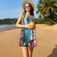 thumbnail image 3 of Balery Whimsical Cats and Flowers Scene Vestidos de verano para mujer con estampado: vestido holgado sin mangas, vestido playero informal y cómodo para días calurosos., 3 of 7