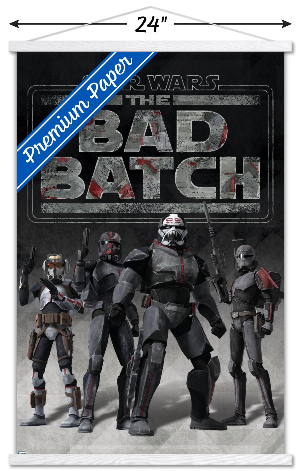 Star Wars: The Bad Batch - Clone Force 99 Wall Poster with Wooden Magnetic Frame, 22.375" x 34"