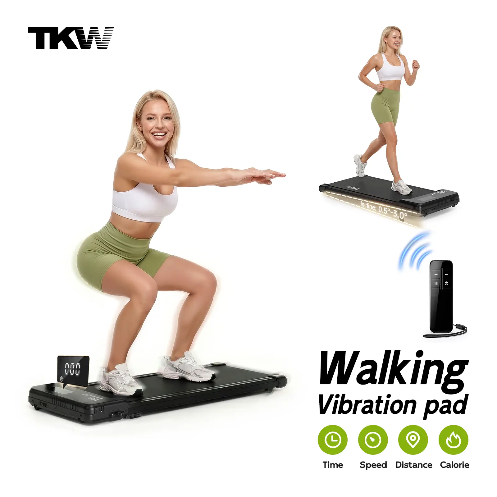 TKW 200 lbs Capacity Under Desk Treadmill, Quiet Portable Running Machine with Remote for Home Office, Black