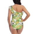 thumbnail image 5 of Gaeub Gnome and Pineapple Women's One Shoulder Ruffle Tummy Control Swimwear for Swimming Surfing Beach Party - Small, 5 of 8