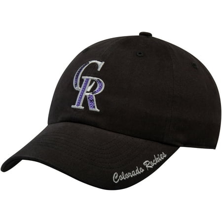 Women's Fan Favorite Black Colorado Rockies Sparkle Adjustable Hat - OSFA