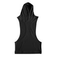 thumbnail image 3 of Chiccall Mens Athletic Cotton Hoodie Gym Workout Sleeveless Lightweight Cut Off Summer Muscle Tank Tops with Kangaroo Pocket Black, 3 of 5