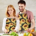 thumbnail image 5 of Black Green Leaf Sunflower Pattern Apron-Garden Aprons for Women with Pockets-Cotton Linen Waterproof Kitchen Cooking Gardening Aprons Adjustable for Kitchen,Cooking,BBQ and Salon 33x27 Inch, 5 of 7
