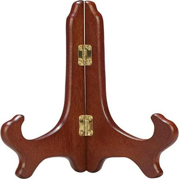 9" Wooden Walnut Easel Plate Photo Art Stand Holder Display