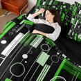 thumbnail image 5 of Manfei Contemporary Abstract Queen Bedding, Geometric Circle Rectangle Bedding Comforter Set Queen, Green and Black, Black Reversible 7pcs, 5 of 6