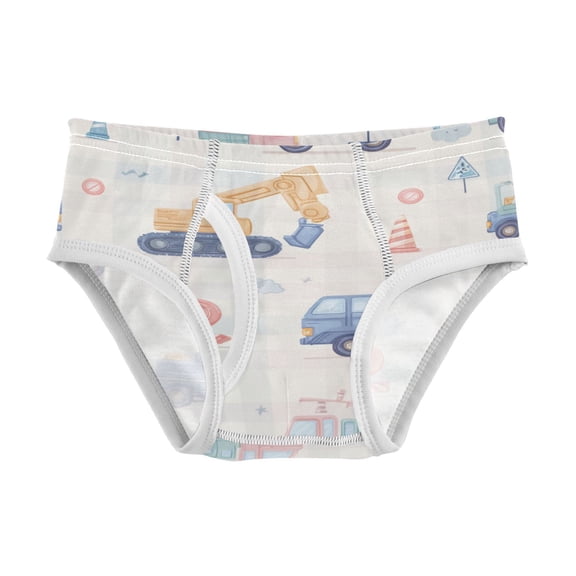 Cotton Triangle Briefs 2T-8Y, Comfortable Breathable Safety Standard Toddler & Little Kids Underwear Cute Construction Vehicles Pattern