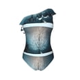 thumbnail image 4 of Yiaed Winter Rabbit Print Women One Piece Swimsuits Tummy Control One Shoulder Bathing Suits Pattern Ruffle Swimwear-XX-Large, 4 of 8