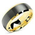 thumbnail image 2 of Tungsten Rings for Men Women Wedding Band Black Matte Gold Dome Edge Sizes 6-16 (Tungsten, 6.5), 2 of 6