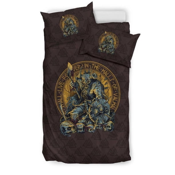 Juego de Cama Vikingo Guerrero Vikingo Escudo Calavera Rlt12
