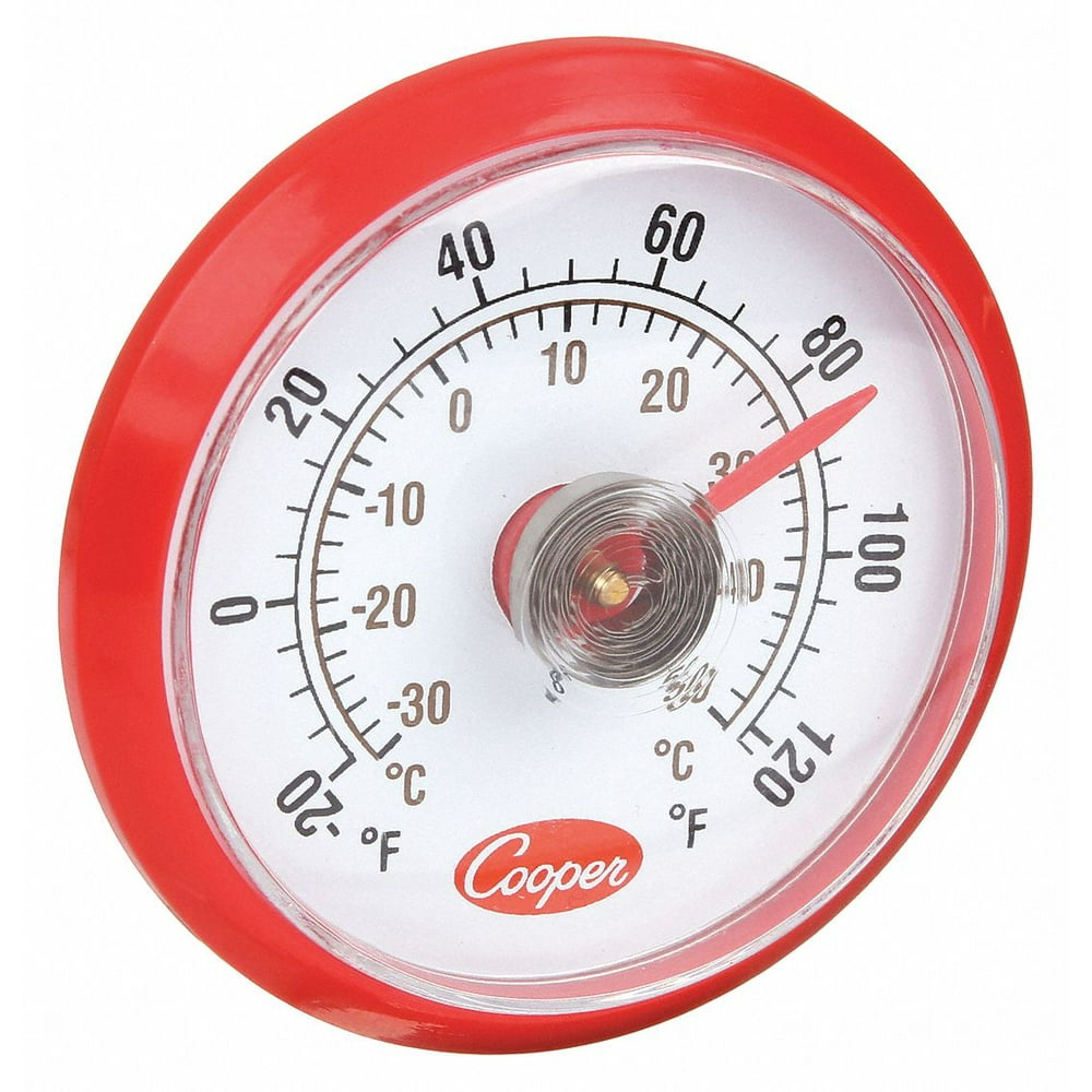 Analog Refrigerator/Freezer Thermometer, 20° to 120° Temp. Range (F