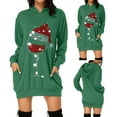 thumbnail image 2 of Outfmvch Sweater Dress Dresses for Women 2023 Christmas Women's Hip Bag Hoodie Print Pocket Hoodie Fashion Dress Fashion Women's Blouse Long Sleeve Dress for Women Green M, 2 of 4