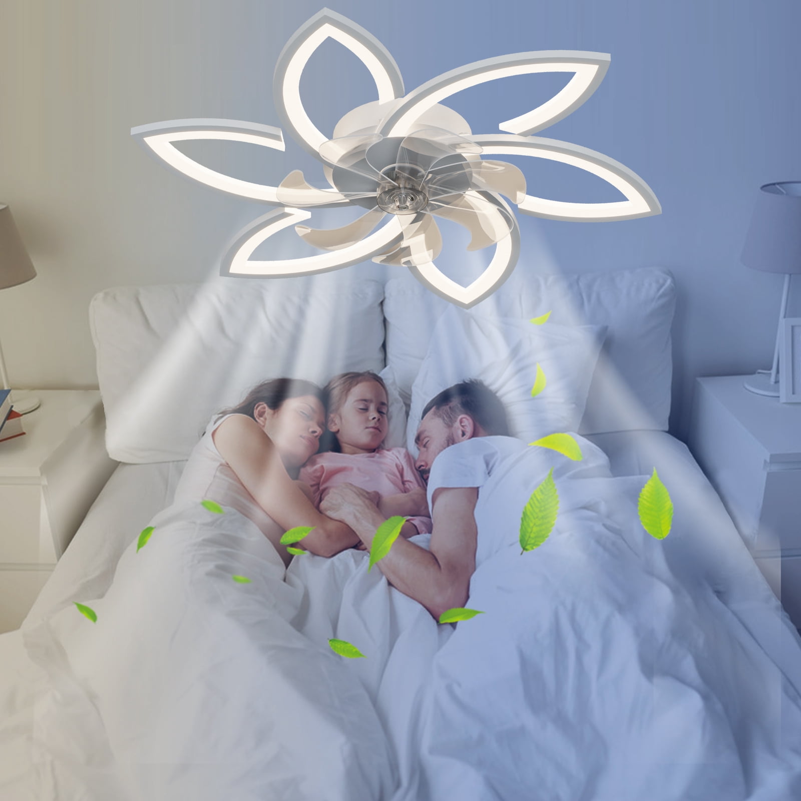 Eowynic 31-Inch Modern Flush Mount Ceiling Fans with Lights, APP/Remote Control, DC Motor, 6 Speeds, White