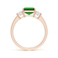 thumbnail image 2 of ANGARA Lab Grown 2.25 Ct Emerald-Cut Emerald and Lab Diamond Three Stone Ring for Women in 14K Rose Gold (Size-9x7mm) | May Birthstone, Anniversary, Jewelry Gift for Women | Lab-Grown Emerald Ring, 2 of 9