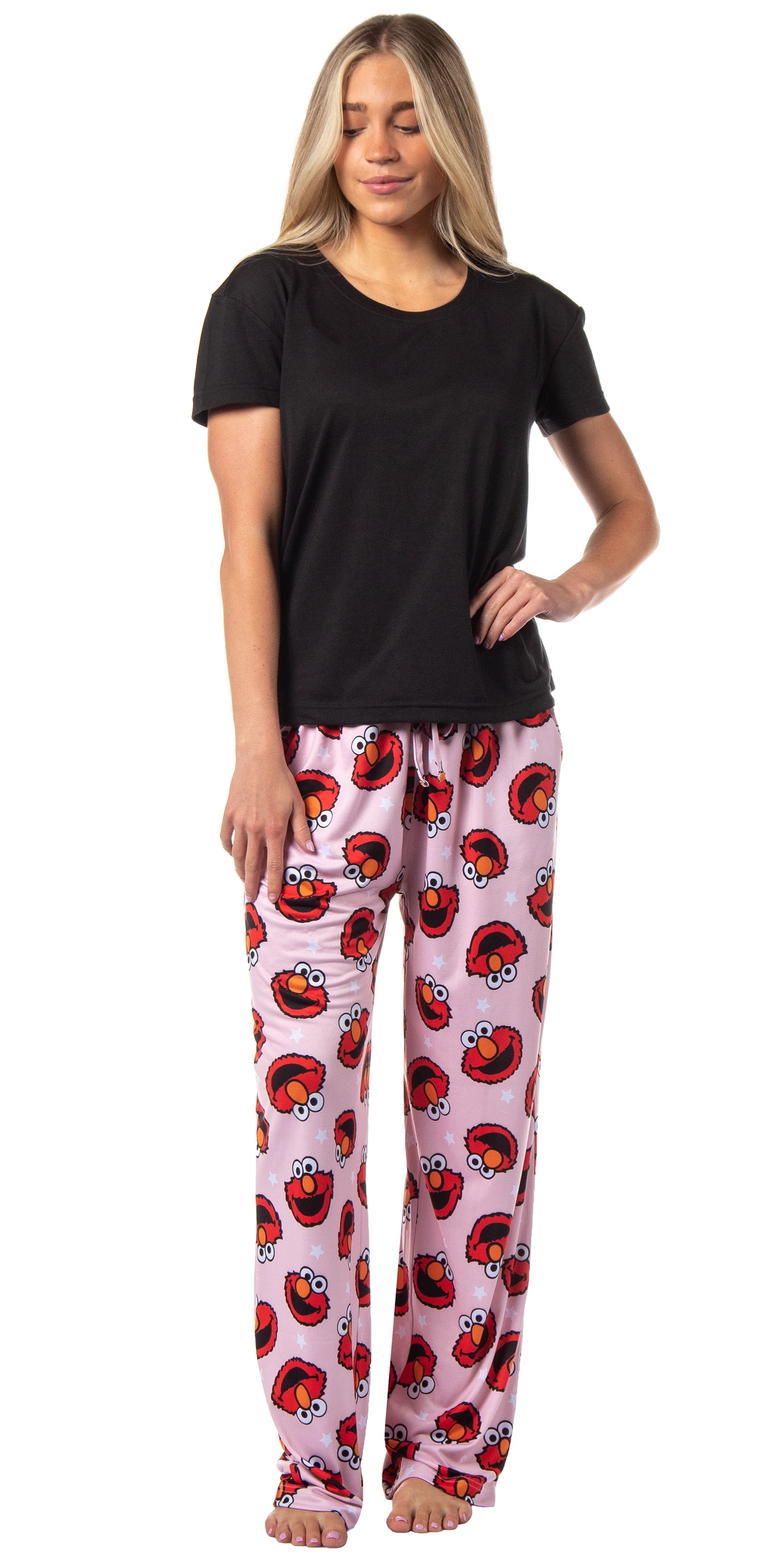 Sesame Street Women s Elmo Muppet Face Tossed Print Sleep Pajama