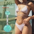 thumbnail image 3 of 14G Belly Button Ring Titanium Belly Button Piercing Belly Ring Internally Threaded Navel Piercing Jewelry Silver-Green Opal, 3 of 5