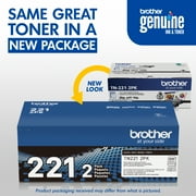 Brother Genuine Standard Yield Black Printer Toner Cartridge, TN2212PK, Two-Pack