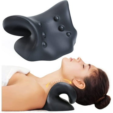 Neck Stretcher for Neck Pain Relief, Neck and Shoulder Relaxer Cervical Traction Device Pillow for Muscle Relax and TMJ Pain Relief, Cervical Spine Alignment Chiropractic Pillow (Black)