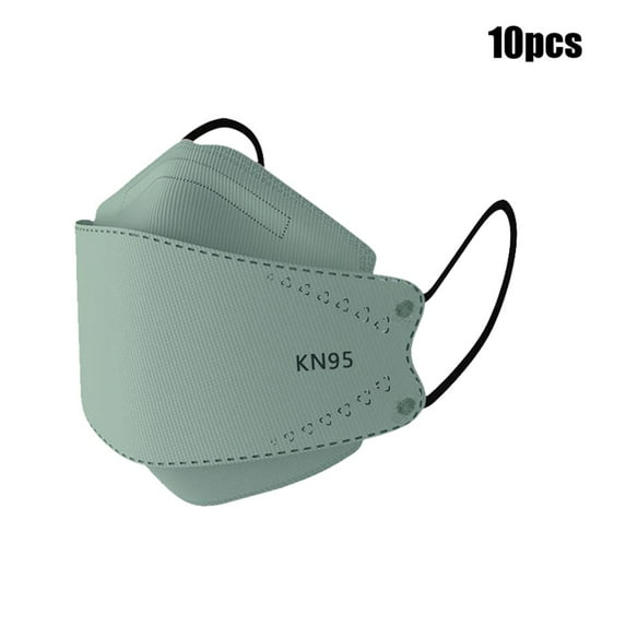 10Pcs Kn95 Face Mask Disposable Protective Mask Health Protection Mask Comfortable Breathable Black 10Pcs For Daily Use(Green-20.5X8.2Cm)