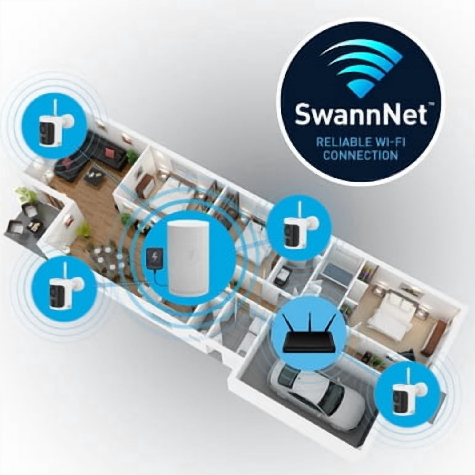 Swann AllSecure4K Wireless Security Kit with 2 x Wire-Free Cameras & NVR Tower