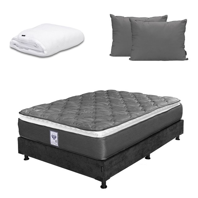 Colchón Queen Size Spring Air Aries + Box + Almohada 2Pack + Protector Cloud