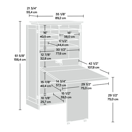 Harbor View Engineered Wood Craft Armoire in Antique White