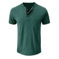 thumbnail image 4 of Men's Spring Summer Retro T-Shirt - Business Casual Travel Buttons O Neck Solid Short Sleeve, 4 of 5