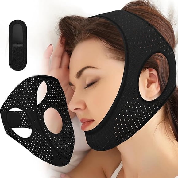 AoVoTo Chin Strap for Sleeping, Effective Anti Snoring Devices, Airflow Jaw Strap for Sleep Apnea Breathable and Comfortable, Adjustable Anti Snoring Chin Strap for Men and Women