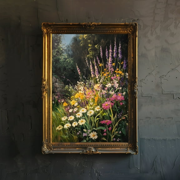 Wildflower Meadow Print Dark Academia Art Cottagecore Decor Antique Botanical Illustration Enchanted Nature Poster Rustic Vintage Wall Art - Poster Unframed