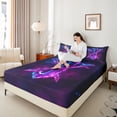 thumbnail image 4 of Castle Fairy Teens Girls Boys Personalized Initial Letter J 4-Piece Full Size Sheets,Abstract Gradient Bed Sheets,Alphabet Lightsaber Lightweight Sheet Sets,Lightweight Room Decor, 4 of 7