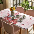 thumbnail image 3 of Valentine's Day Table Cloths for 5 Foot Rectangle Tables, Red Gnomes Hot Love Heart Rose Pink Patio Waterproof Elastic Fitted Tablecloths, Washable Rectangular Table Cover for Camping, 3 of 8