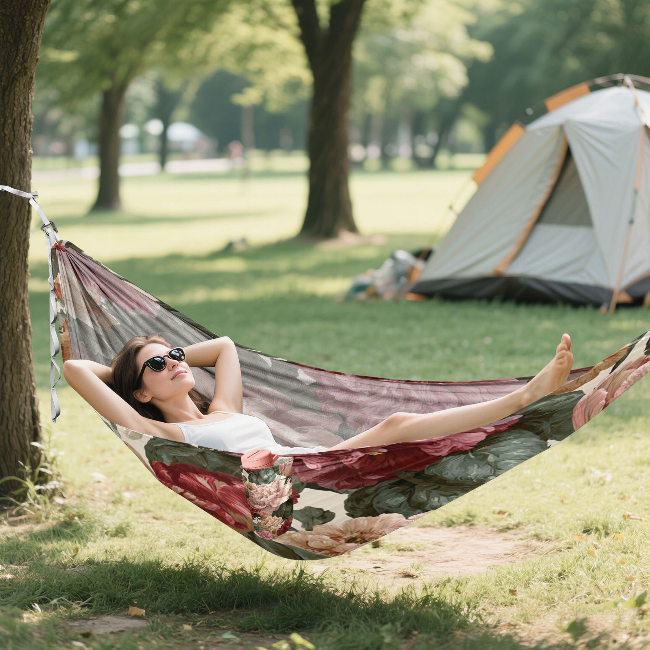 Hammock Camping Hammock Nylon Portable Hammock Travel Camping Hammock Retro Flowers