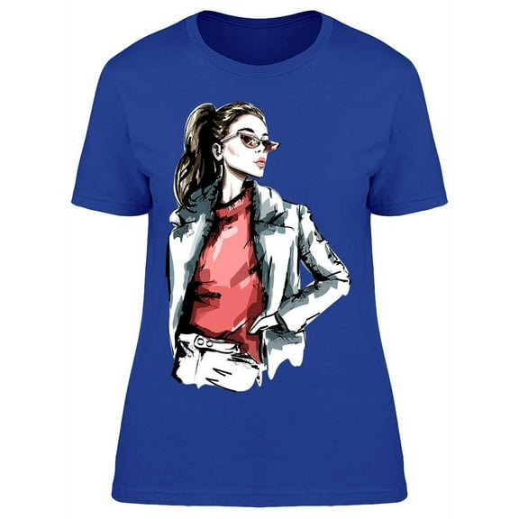 Beautiful Stylish Woman Poses T-Shirt Women -Image by Shutterstock, Female Small