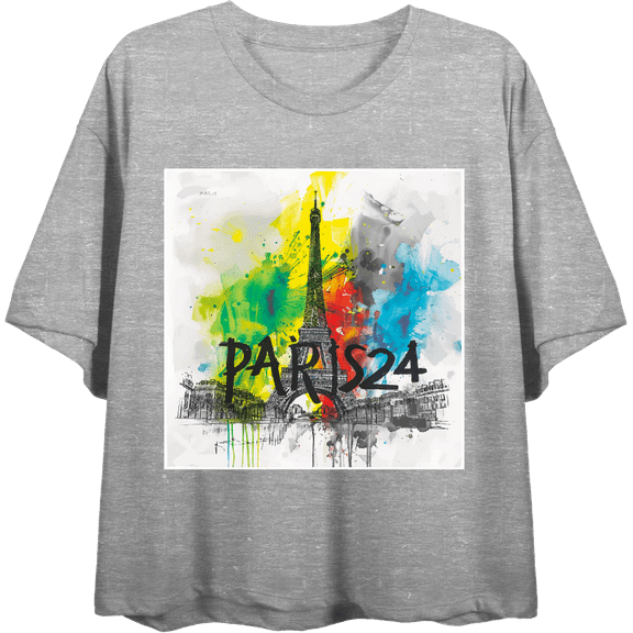 Eiffel Tower Women's Crew Neck Short Sleeve Crop Tee