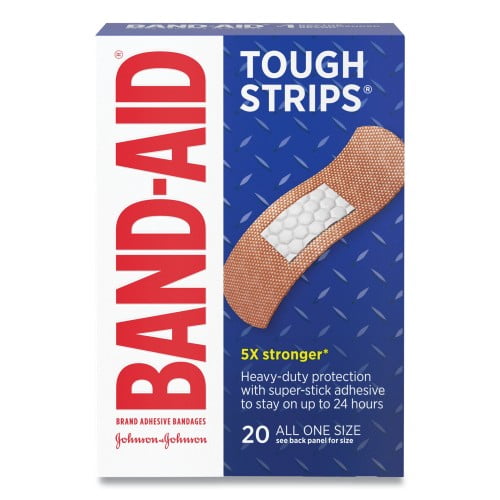 New BAND-AID Flexible Fabric Adhesive Tough Strip Bandages, 1' x 3.25', 20/Box,Each