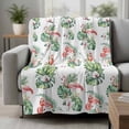 thumbnail image 2 of Palm Leaves Blanket Soft Cozy Warm Throw Blanket for Couch, Plush Fuzzy Flannel Fleece Blankets for Sofa, Tropical Flamingo Summer Green Flower Bed Blankets Lightweight Gifts for Women, 30"x40", 2 of 9