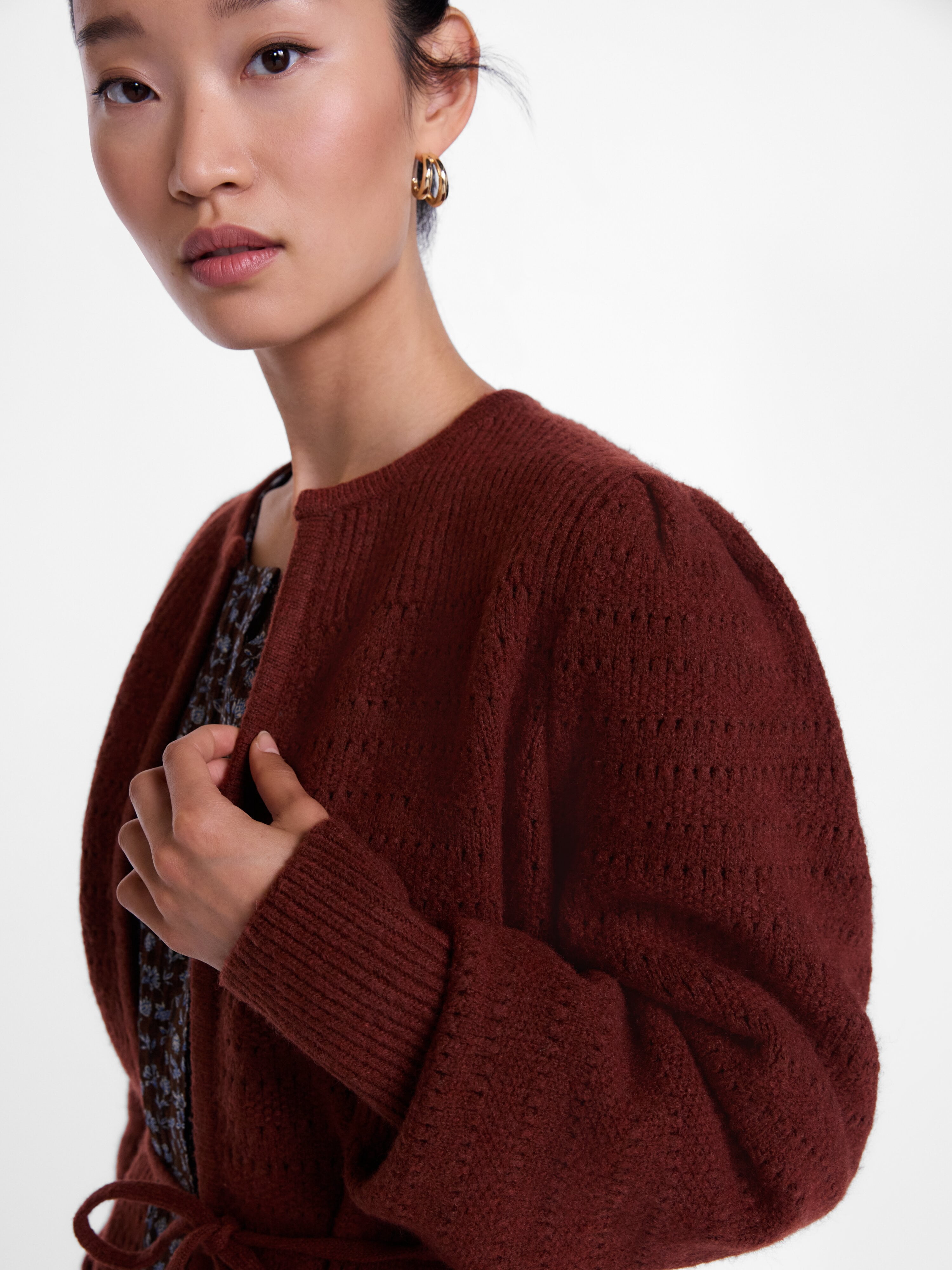 Scenario Women's and Women's Plus Open Tie Cardigan Lightweight Sweater with Long Sleeves, Sizes XS-4X